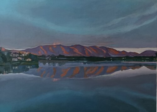 Prime luci sul Lago di Comabbio by Luigi Abbiati, Painting for Sale on Select