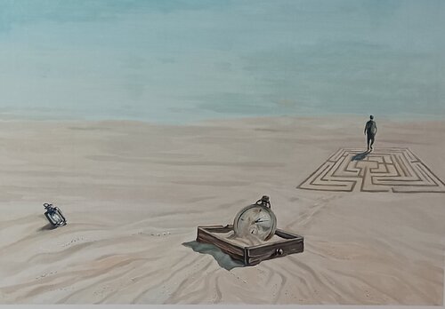 Il Labirinto di Sabbia by Luigi Abbiati, Painting for Sale on Select