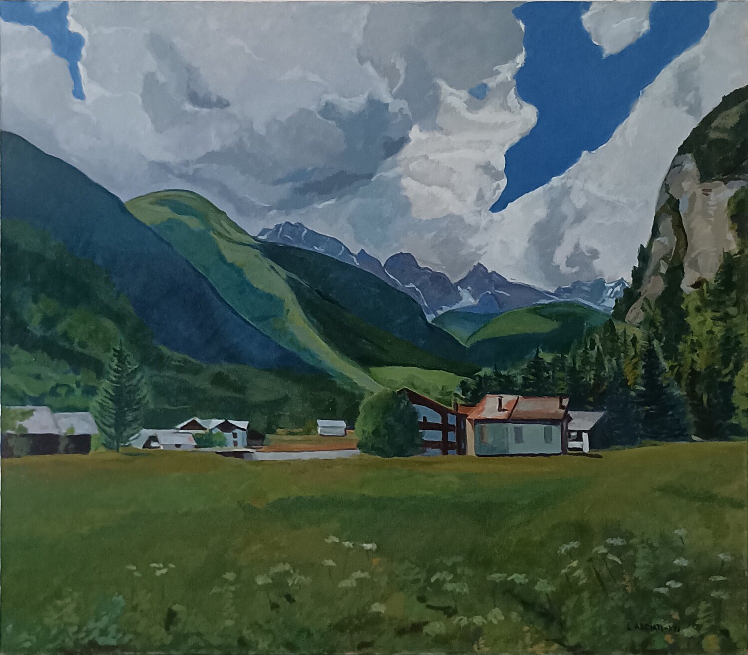 Paesaggio da Les Fontaines (Ollomont-AO) Luigi Abbiati Original painting for sale