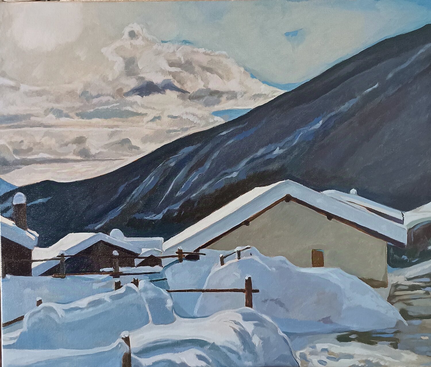 Neve a Vaud Luigi Abbiati Original painting for sale
