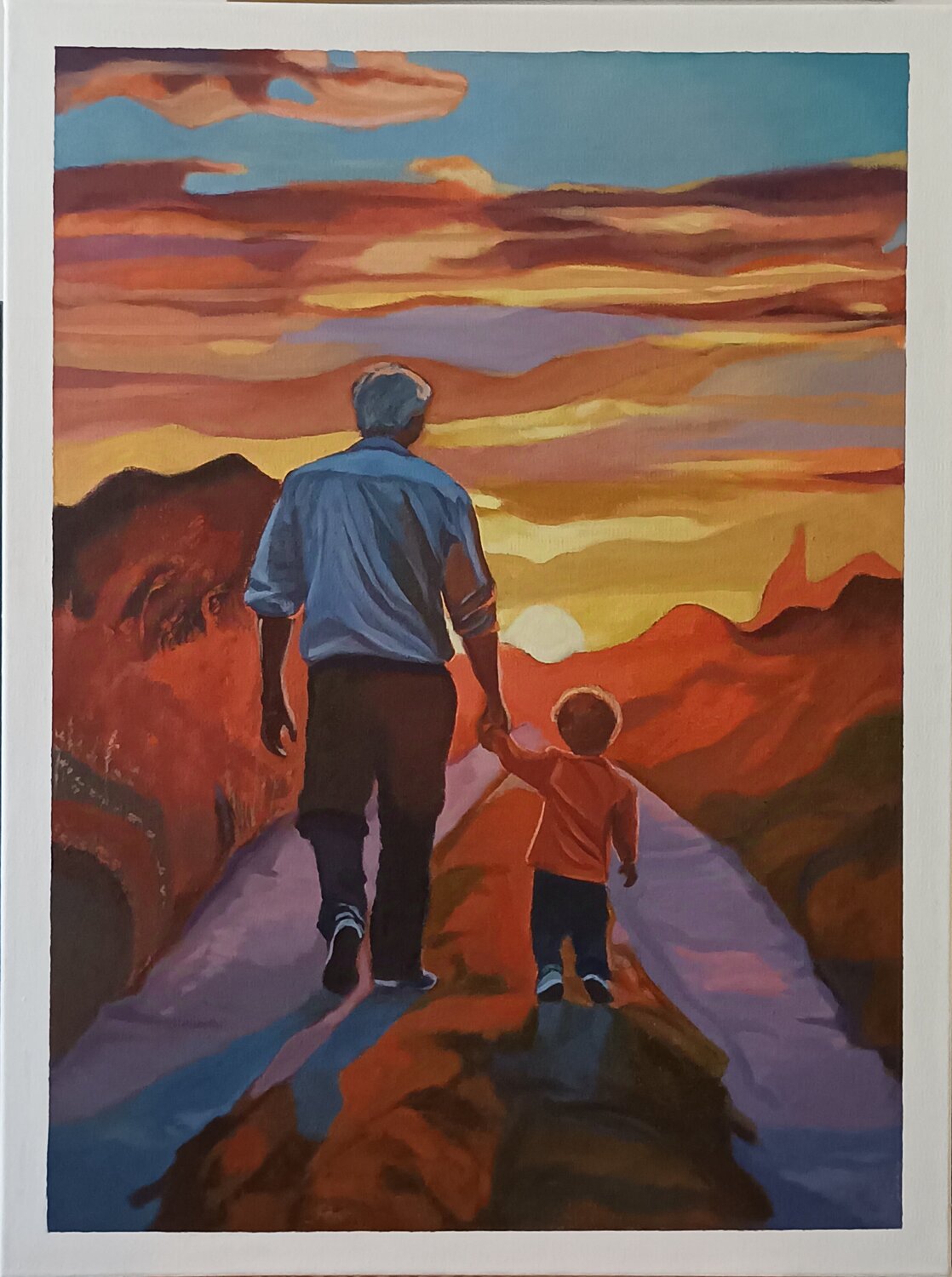 Il Vecchio e il Bambino Luigi Abbiati Original painting for sale