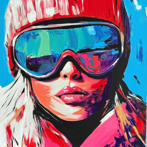 SKIING RED by Claudia Sauter, Painting for Sale on Select