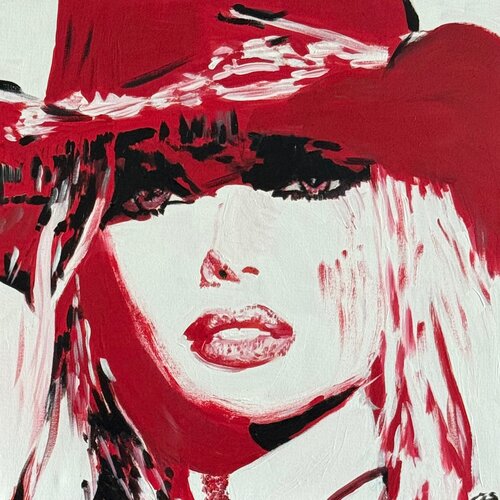 RED BLACK WISS WOMAN by Claudia Sauter, Painting for Sale on Select