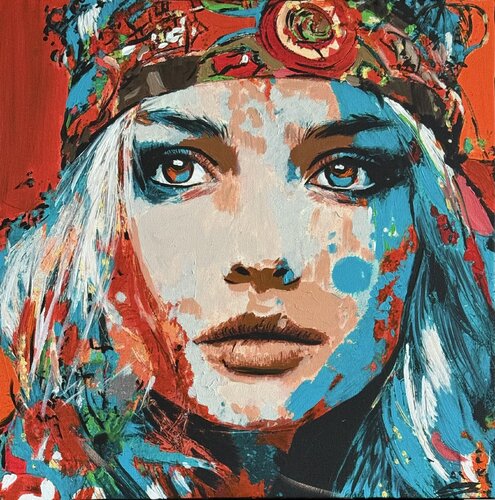 ORANGE HIPPIE FASHION by Claudia Sauter, Painting for Sale on Select