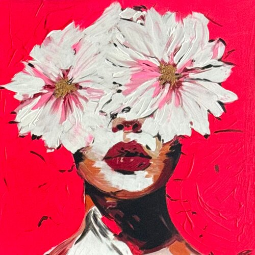 FLOWERS OVER THE EYES by Claudia Sauter, Painting for Sale on Select