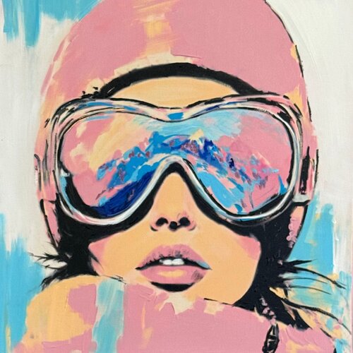 SNOW BUNNY IN PINK by Claudia Sauter, Painting for Sale on Select