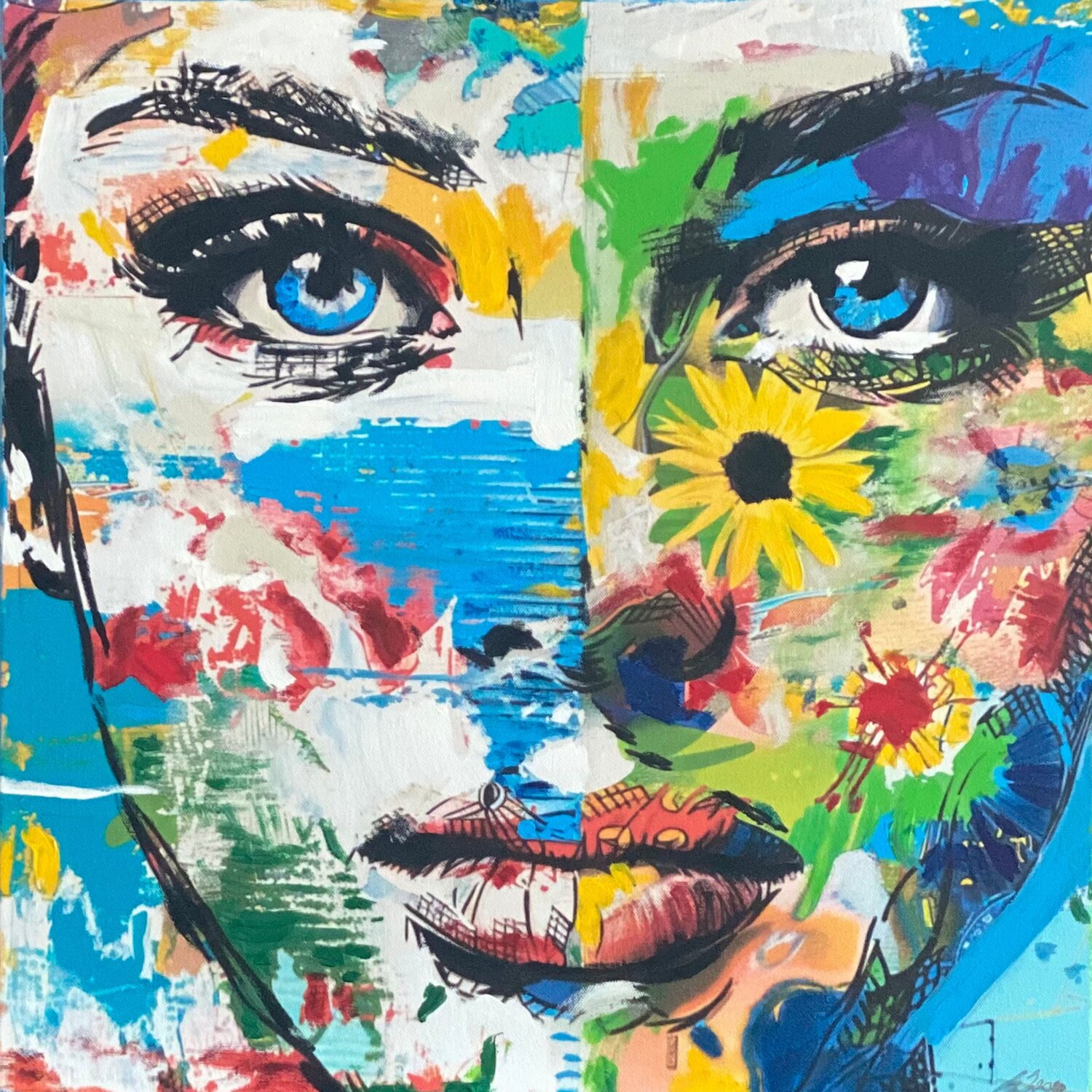 FLOWER WOMAN Claudia Sauter Original painting for sale