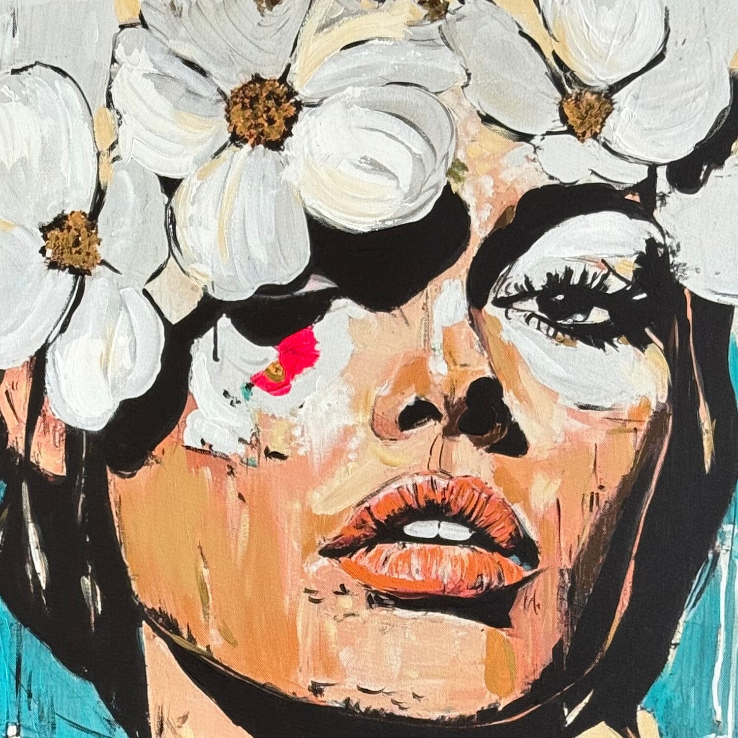 WHITE FLOWER WOMAN Claudia Sauter Original painting for sale