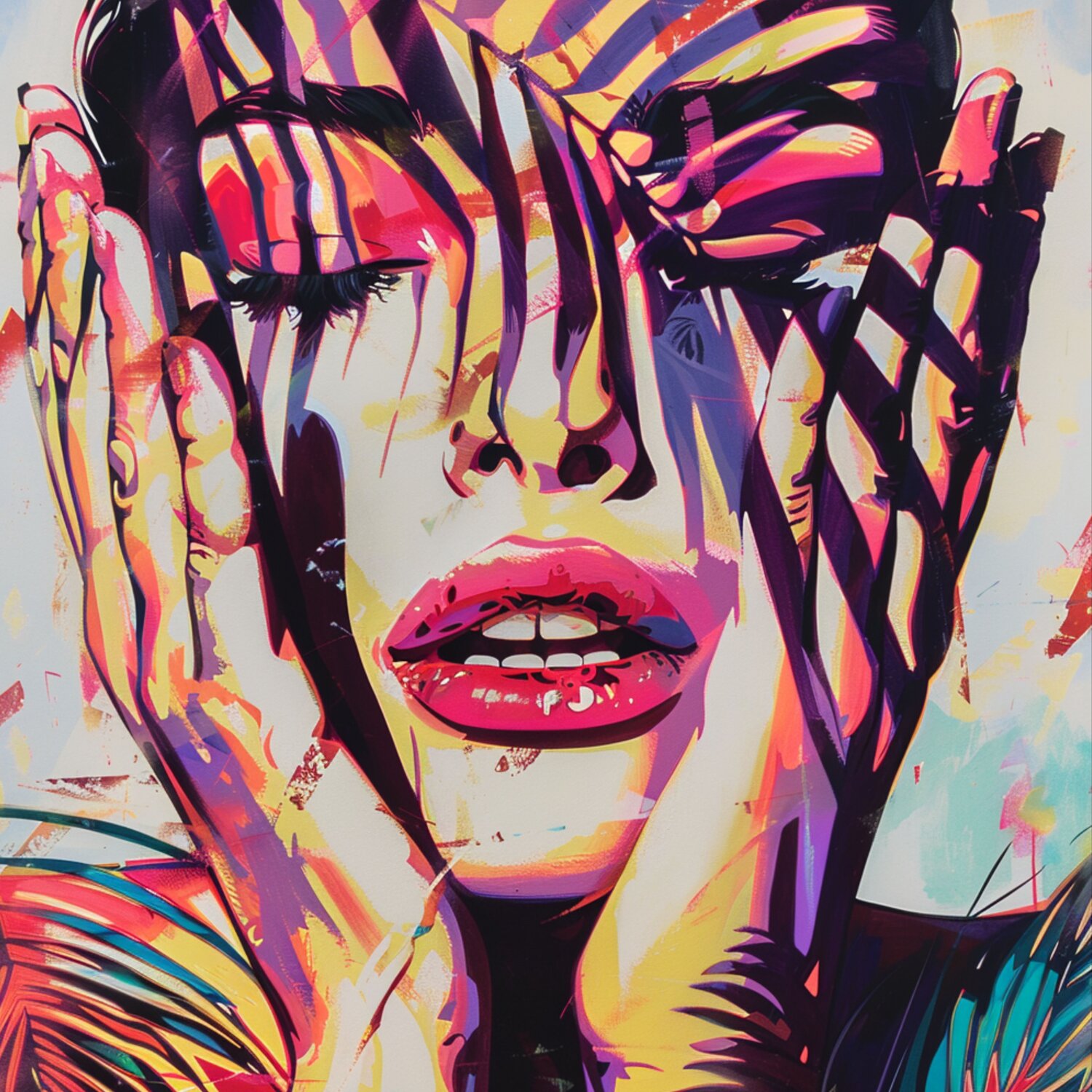 PALM LILA Claudia Sauter Original painting for sale