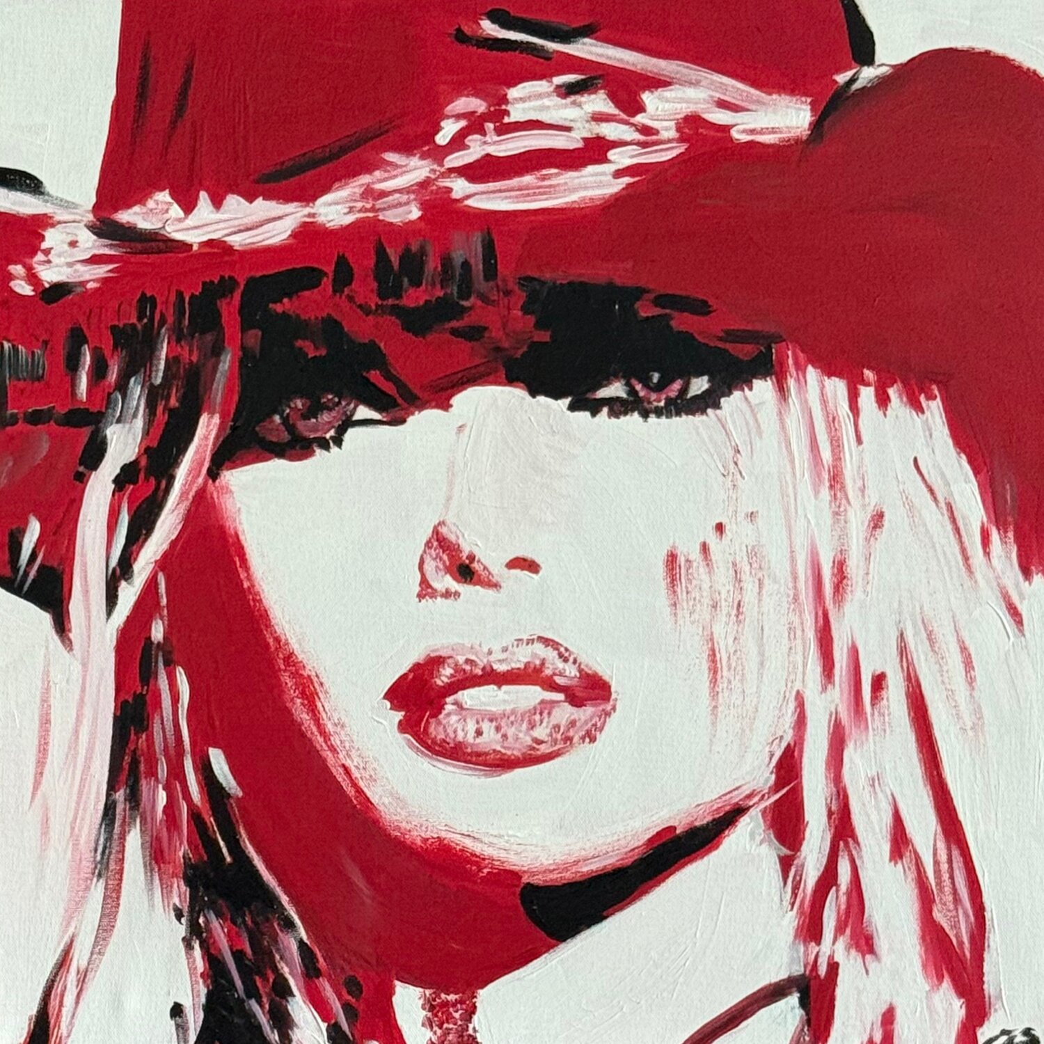 RED BLACK WISS WOMAN Claudia Sauter Original painting for sale