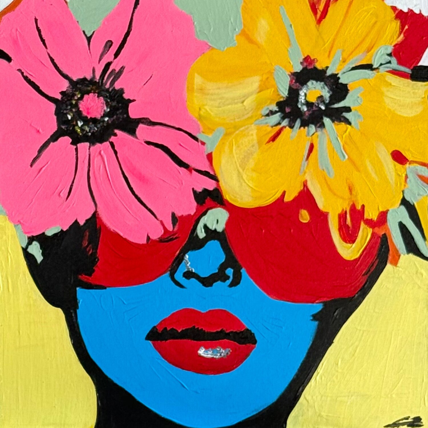 PINK FLOWER Claudia Sauter Original painting for sale