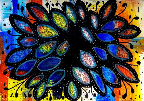 LEAVES COLLECTION (Série Art naif) by Sophie Queuniez, Painting for Sale on Select