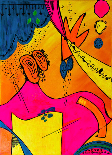 WILD LIFE (Série Toile abstraite géométrique) by Sophie Queuniez, Painting for Sale on Select