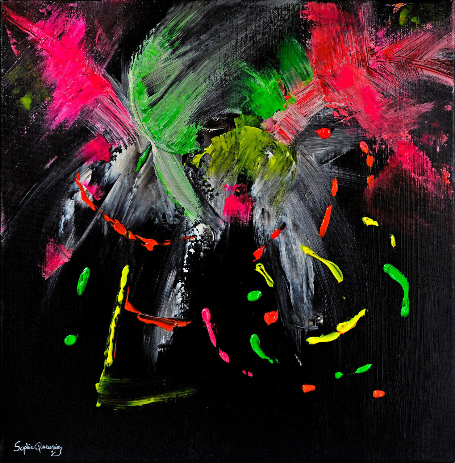 MY POP ART (Toile abstraite lyrique) Sophie Queuniez Original painting for sale