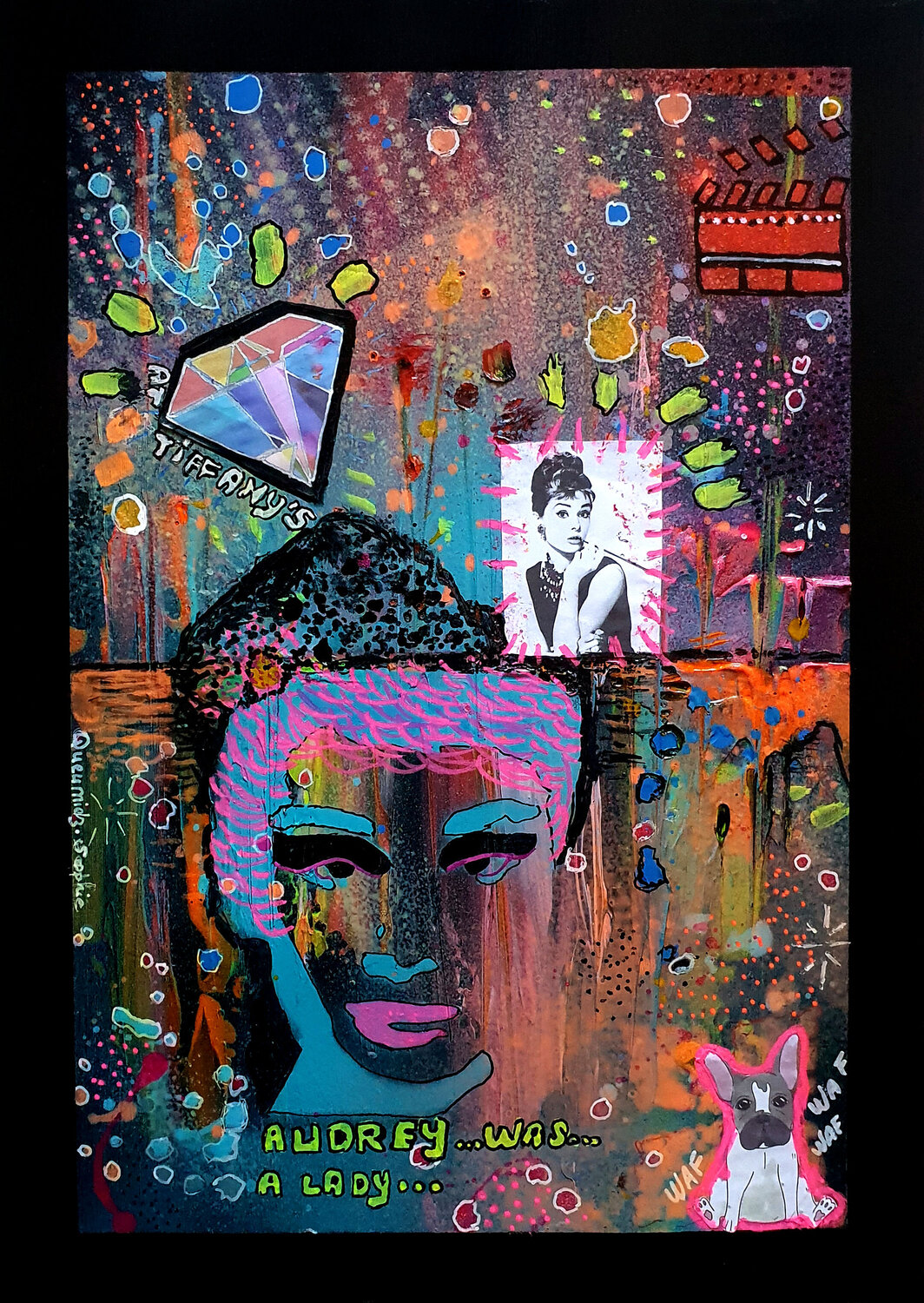 AUDREY HEPBURN WAS A LADY...(Série Pop Art Portrait) Sophie Queuniez Originalgemälde zu verkaufen