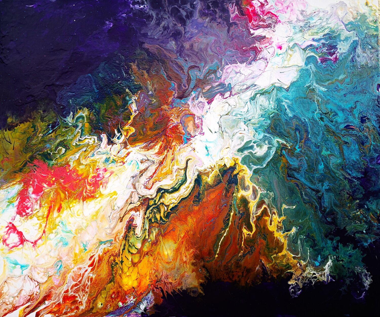 Turbulence - Abstraktes Bild - Pouring Technik Tatiana Guennewig Original painting for sale