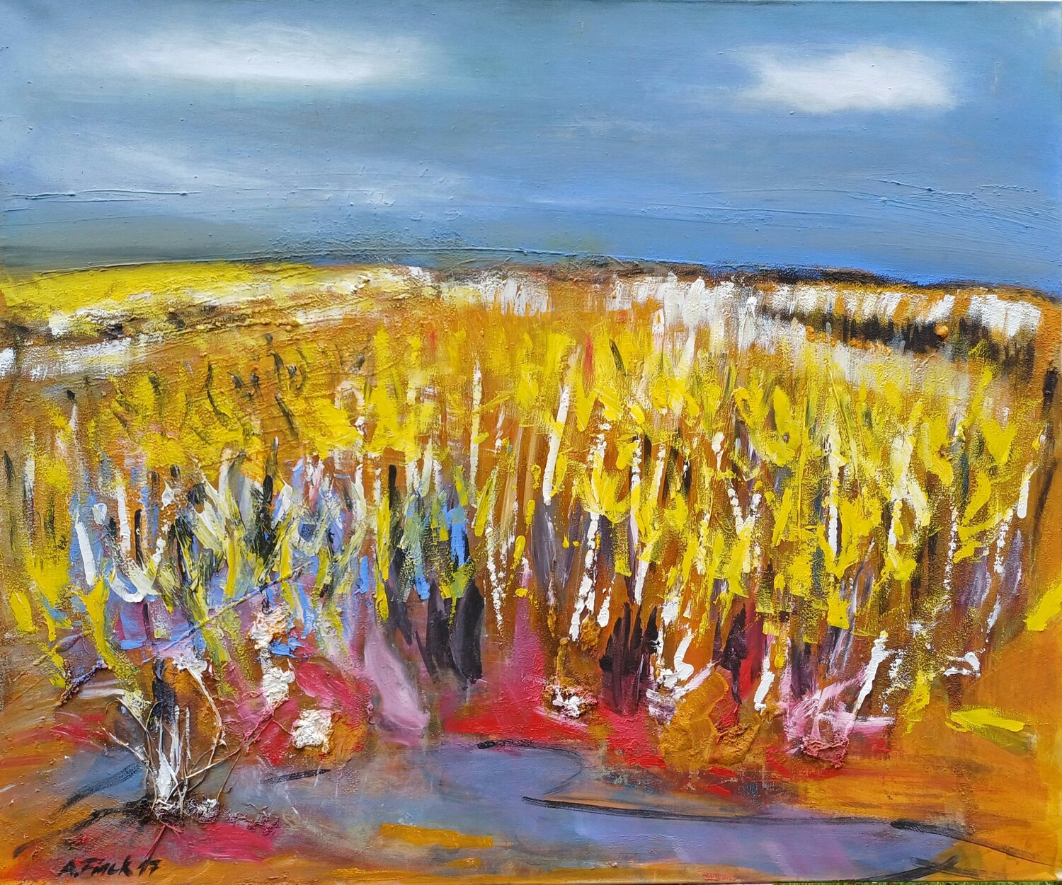 Sommerlandschaft- verdichtetes Licht Andrea Finck Original painting for sale