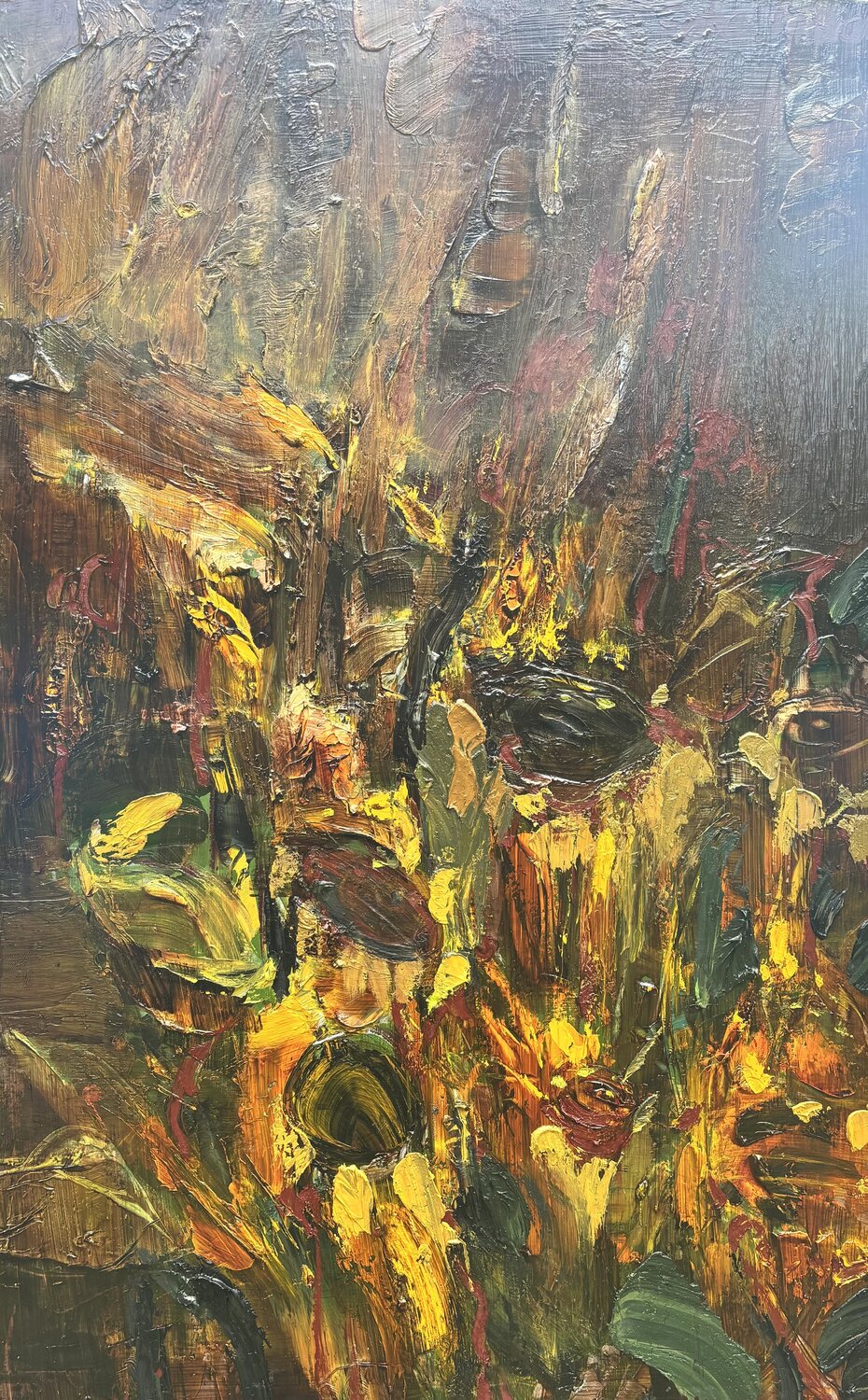 Tournesols en tempête au coucher de soleil Petra Marian Original painting for sale