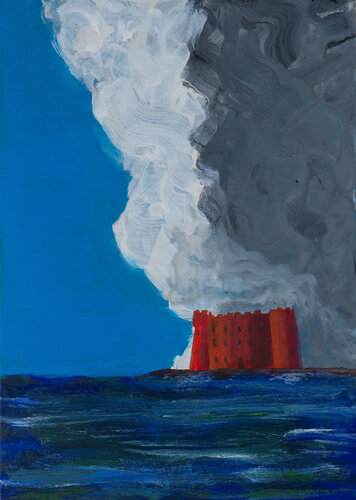 The sea of Rome. ODESCALCHI CASTLE by Vincenzo Cesetti, Painting for Sale on Select