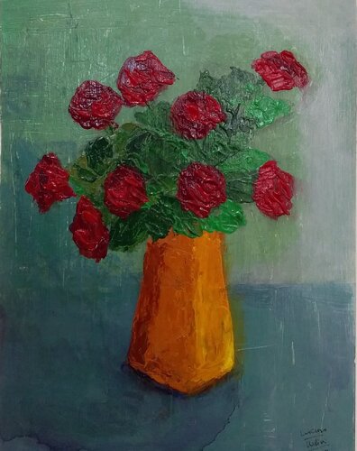 9 ROSE ROSSE by Vincenzo Cesetti, Painting for Sale on Select