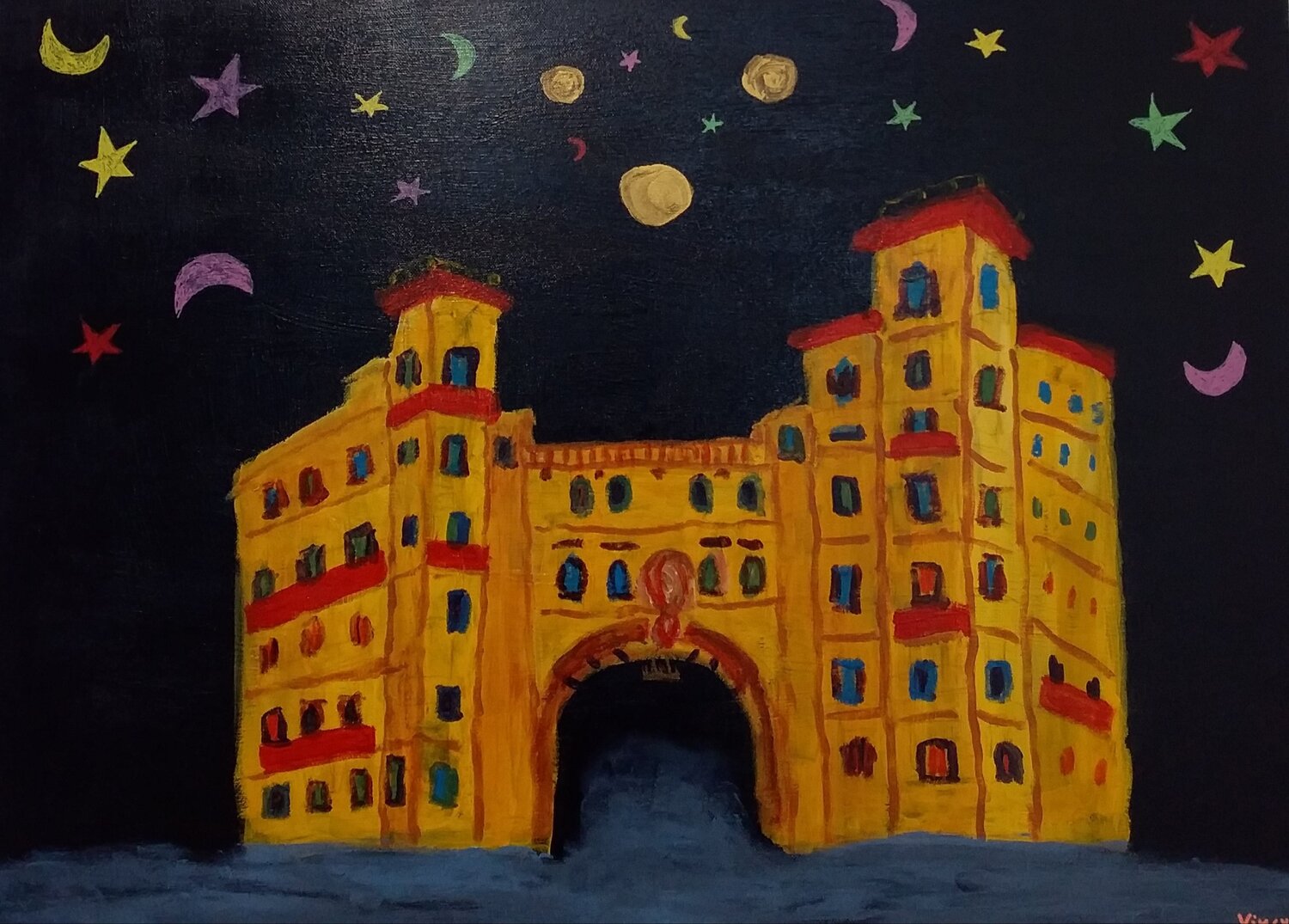 THE SKY OF COPPEDE Vincenzo Cesetti Original painting for sale