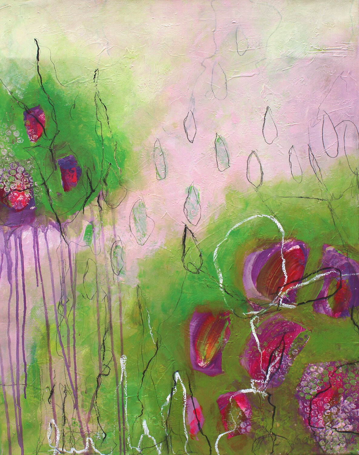 Auf der Frühlingswiese Gerti Papesch Original painting for sale