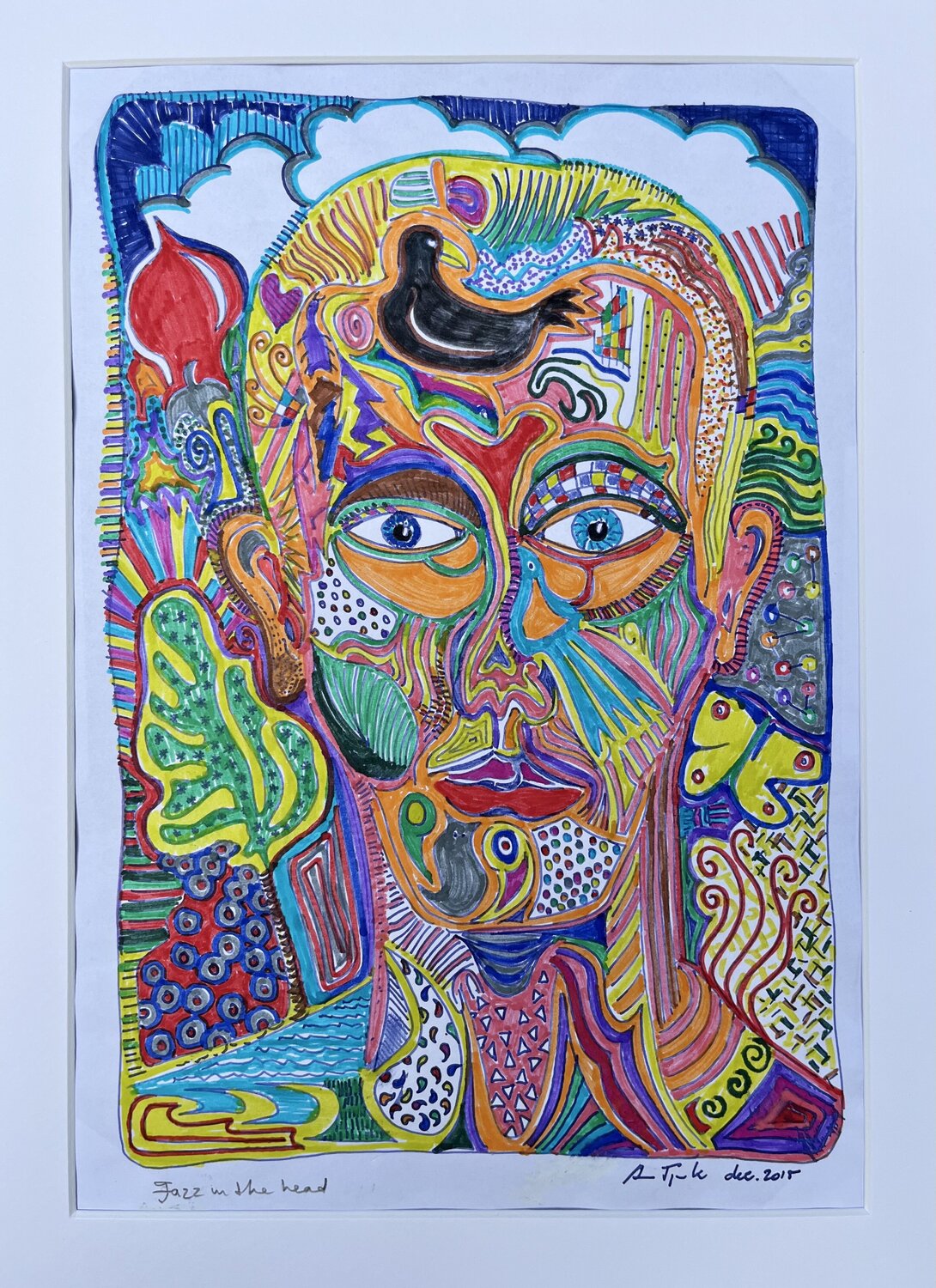 Jazz in the head Anne-Tjerk Mante Drawing for sale