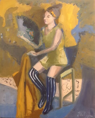 La cantatrice encartée by Michel Phelippeau, Painting for Sale on Select