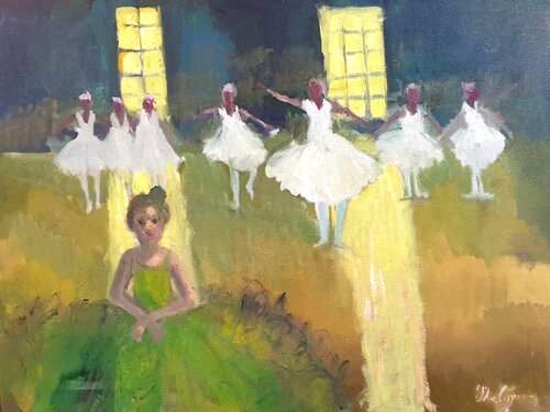 La ballerine verte by Michel Phelippeau, Painting for Sale on Select