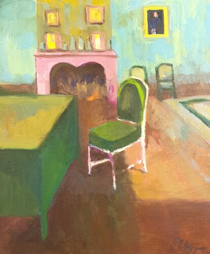 Le bureau bleu by Michel Phelippeau, Painting for Sale on Select