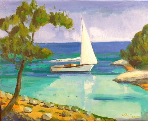 La calanque by Michel Phelippeau, Painting for Sale on Select