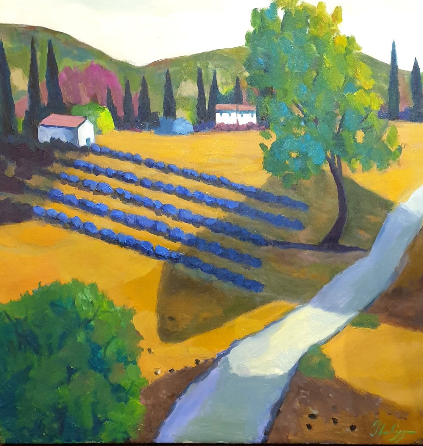 Les lavandes Michel Phelippeau Original painting for sale
