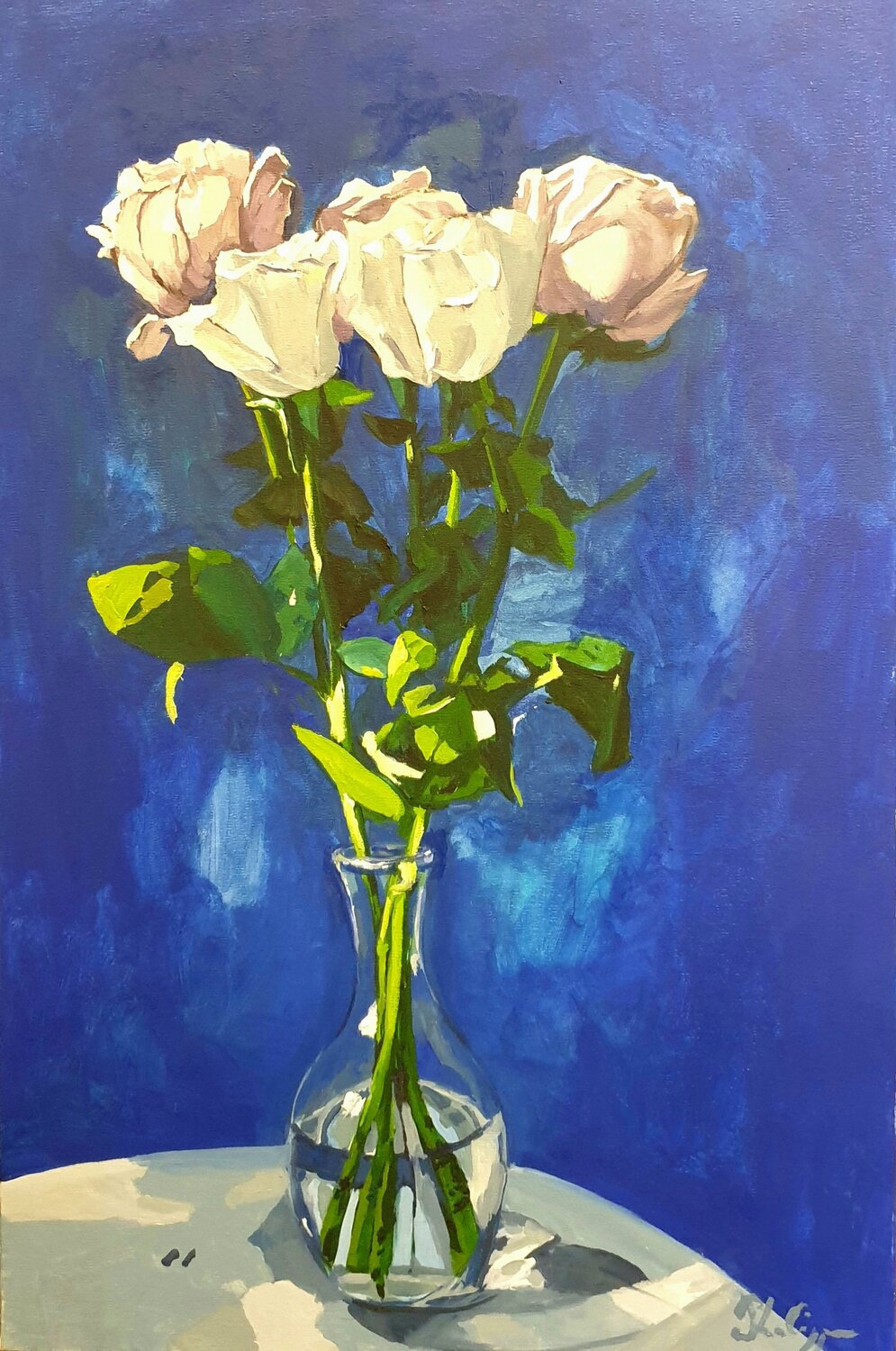 Bouquet de roses Michel Phelippeau Original painting for sale