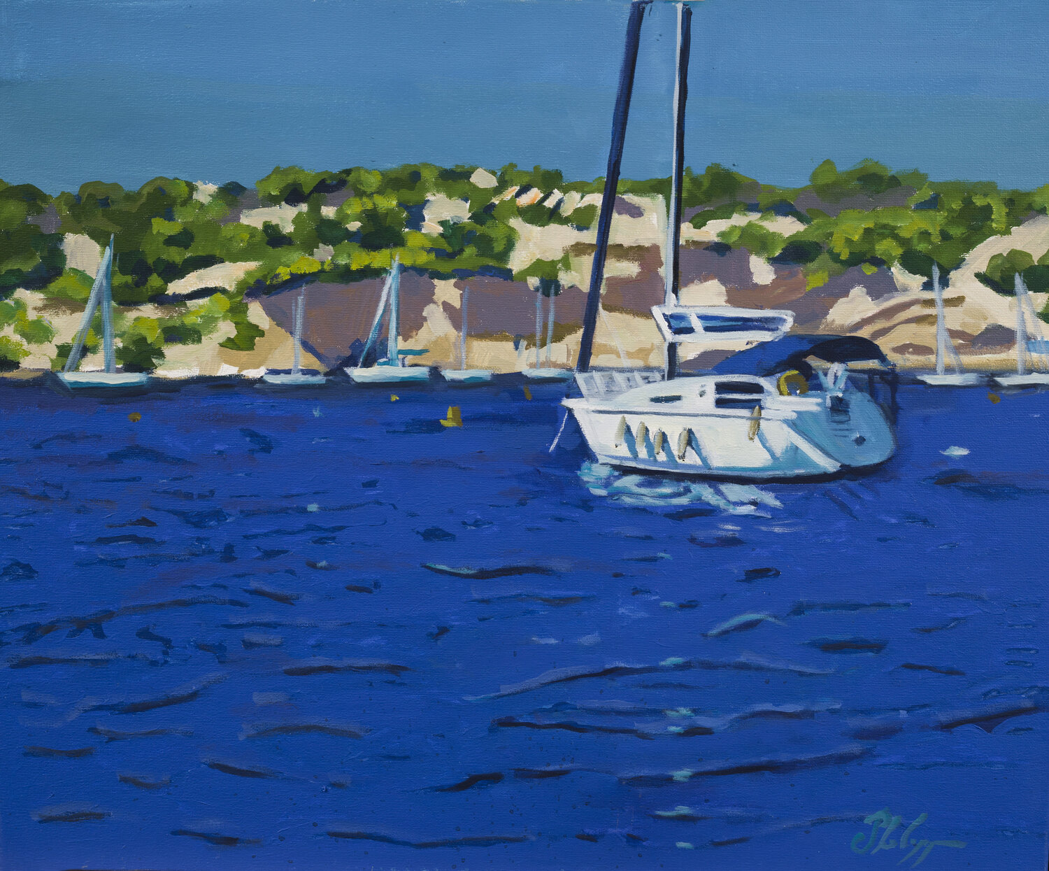 La grande bleue Michel Phelippeau Original painting for sale