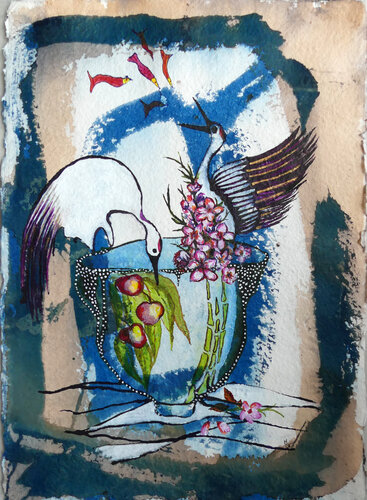 Vanité aux grues by Valentine Carre, Painting for Sale on Select