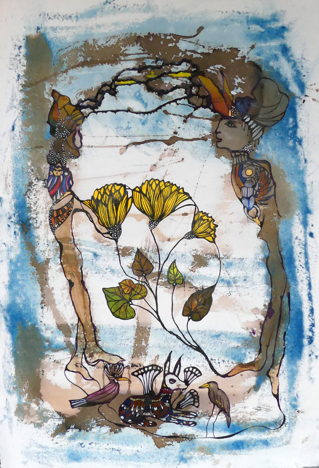 Les Lotus Valentine Carre Original painting for sale