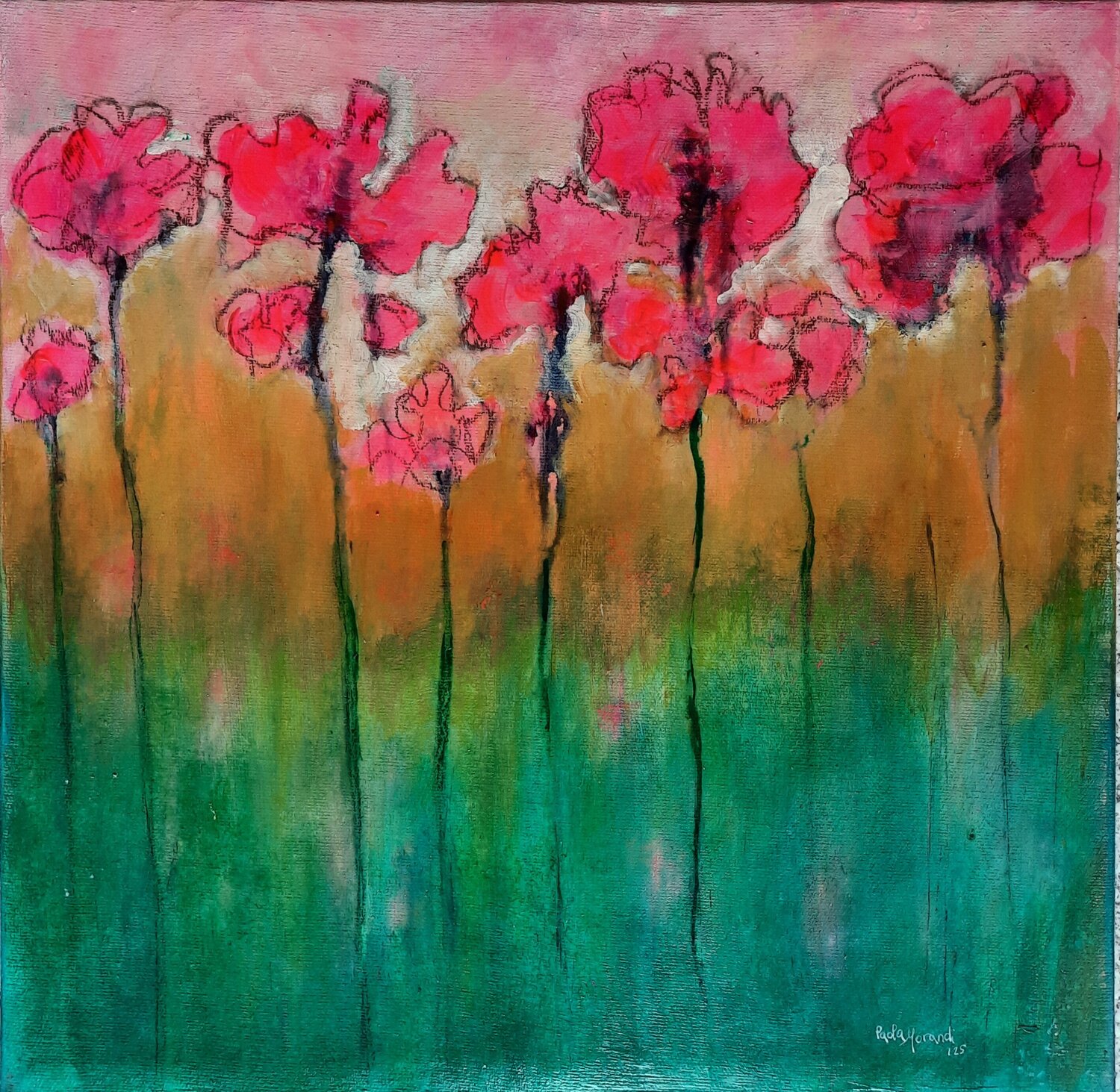 Papaveri fluo Paola Morandi Original painting for sale