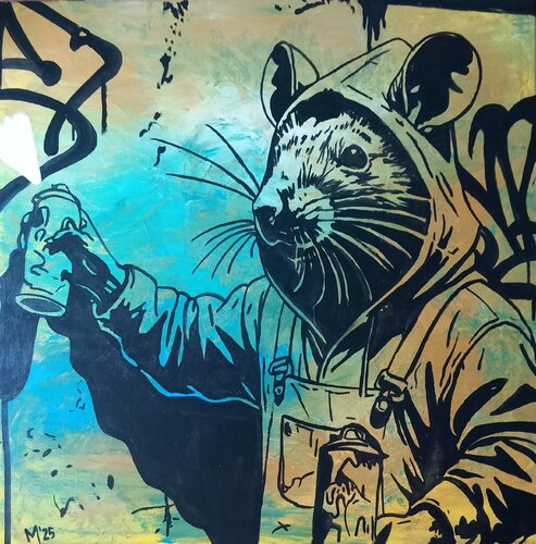 StreetArt at night by Ole Müller, Painting for Sale on Select