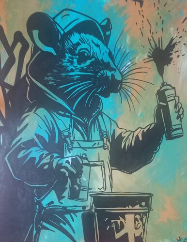 StreetArt on the wall by Ole Müller, Painting for Sale on Select