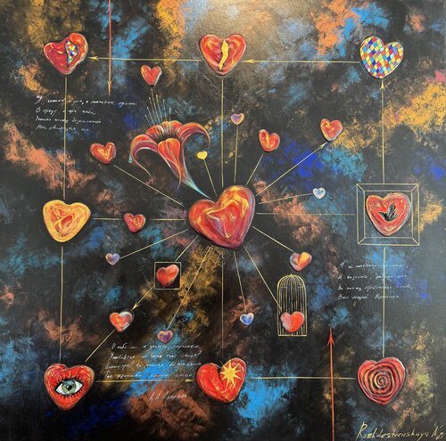 Connection Original Contemporary Painting 100x100 by Nataliya Rozhdestvenskaya, Painting for Sale on Select
