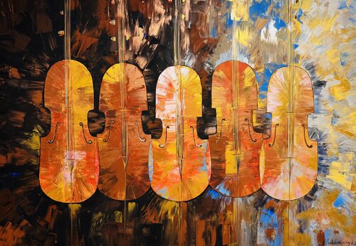 Concert Original Painting Violin Artwork by Nataliya Rozhdestvenskaya, Painting for Sale on Select