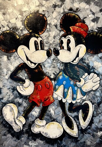 Mickey Mouse Painting Original Artwork 100x70 Mickey and Mini Mouse Pop Art large Painting by Nataliya Rozhdestvenskaya, Painting for Sale on Select