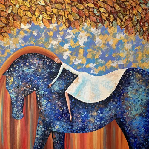 Girl on Horseback Redhead Girl Original Art Horse Artwork by Nataliya Rozhdestvenskaya, Painting for Sale on Select