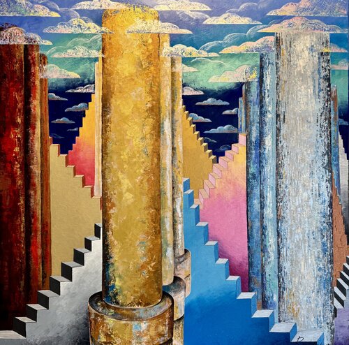 Seventh Heaven Original Painting 100/100 Stairways to the Sky by Nataliya Rozhdestvenskaya, Painting for Sale on Select