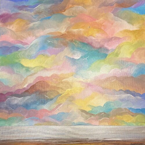Vanilla Sky Original Painting 80x80 Cloud Dancer by Nataliya Rozhdestvenskaya, Painting for Sale on Select