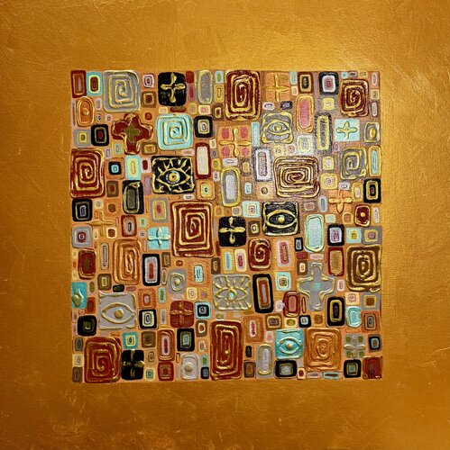 The Geometry of the Soul 60x60 Inspired by Gustav Klimt by Nataliya Rozhdestvenskaya, Painting for Sale on Select