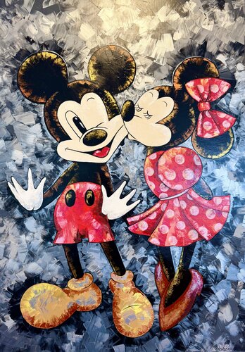 Mickey Mouse Painting Original Artwork 100x70 Mickey and Mini Mouse Pop Art large Painting by Nataliya Rozhdestvenskaya, Painting for Sale on Select