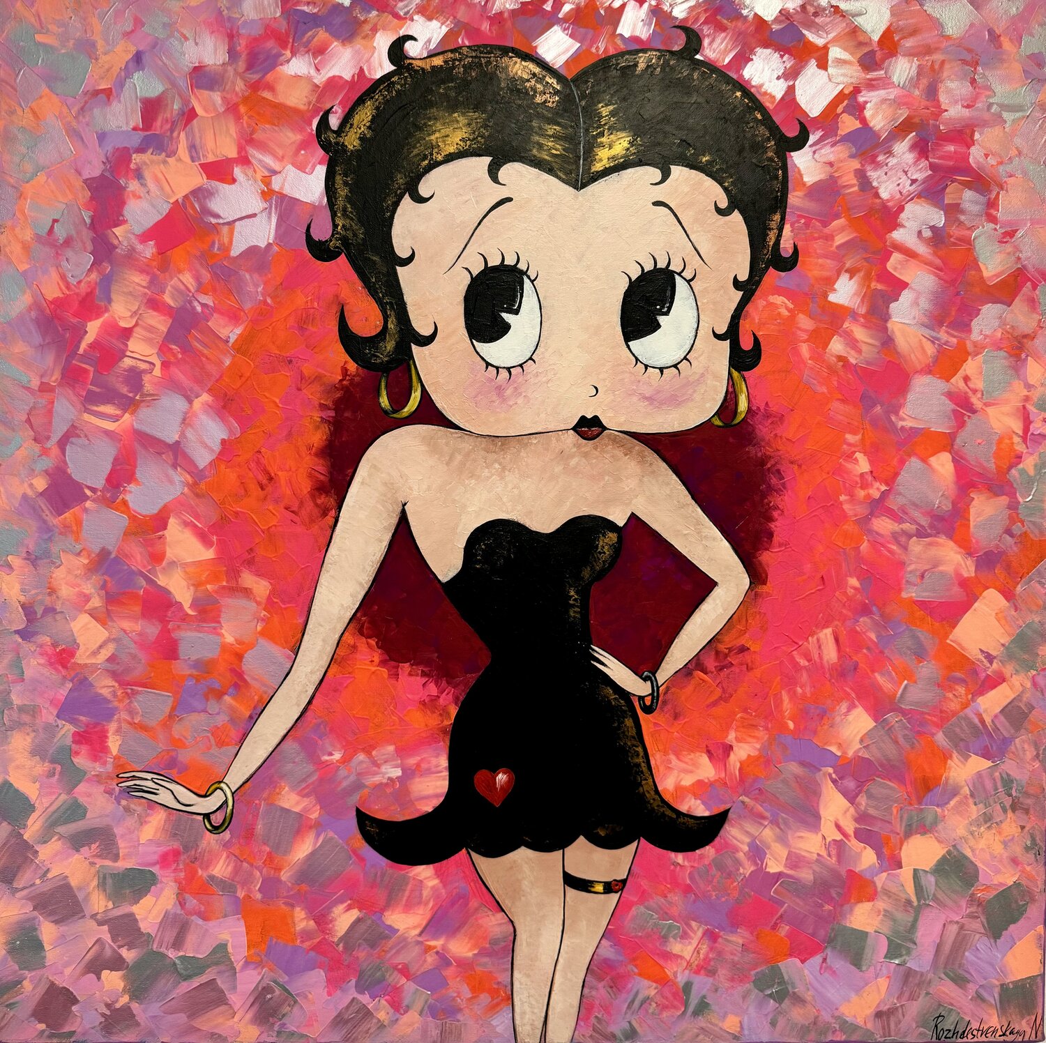 Betty Boop Original Painting 80x80 Betty Boop Cartoon Pop Art Large Artwork cartoon CharacterC Nataliya Rozhdestvenskaya Original painting for sale