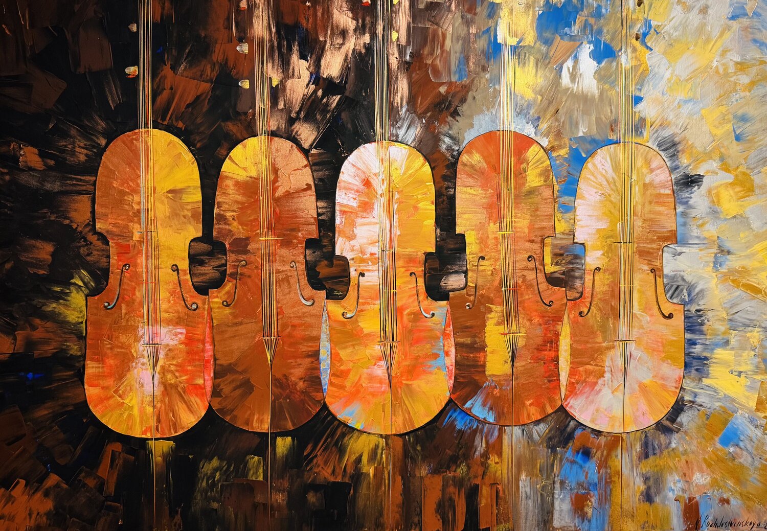 Concert Original Painting Violin Artwork Nataliya Rozhdestvenskaya Original painting for sale