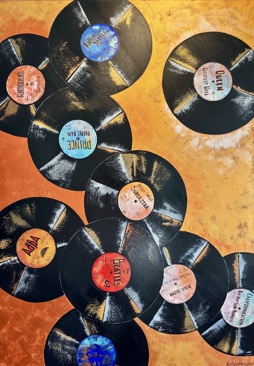 Sound of Icons Original Painting 100x70 The Vinyl Universe Nataliya Rozhdestvenskaya Original painting for sale